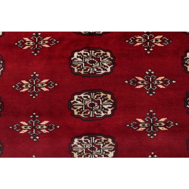Tribal Bokhara Red/Beige Hand Knotted Wool Rug For Sale - Image 4 of 9