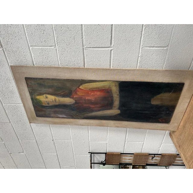 Flemish Artist, Female Portrait, Painting on Wood, 1950s For Sale - Image 3 of 9