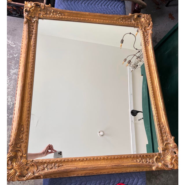 Large Antique-Style Giltwood Mirror, 40.5” X 34.5”, Ornate Rococo Frame, Horizontal or Vertical Hanging For Sale - Image 12 of 12