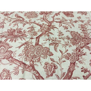 2.75 Yards - Stroheim & Romann Red Floral Linen Print With Birds Multi-Purpose Fabric For Sale