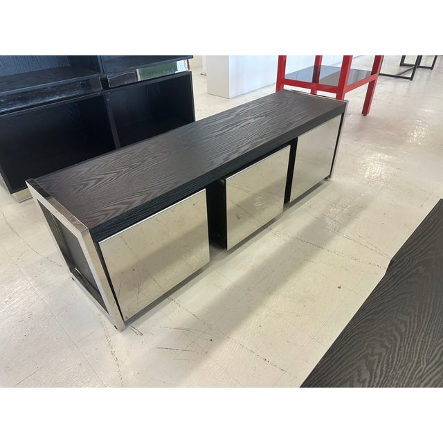 Wood Modern Storage Cabinets From Armani Xchange ; Brushed Steel and Ebonized Wood For Sale - Image 7 of 9