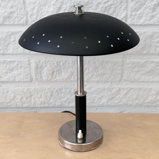Vintage Scandinavian Table Lamp in Chrome and Steel, Sweden, 1940s For Sale - Image 13 of 13