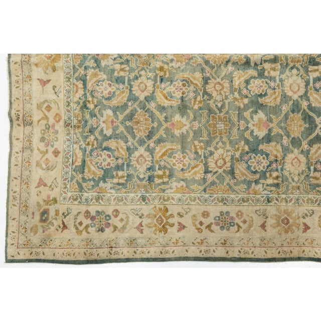 Ivory 6x9 Antique Agra Style Wool Rug in Muted Sage Green, Ochre, and Ivory For Sale - Image 8 of 11