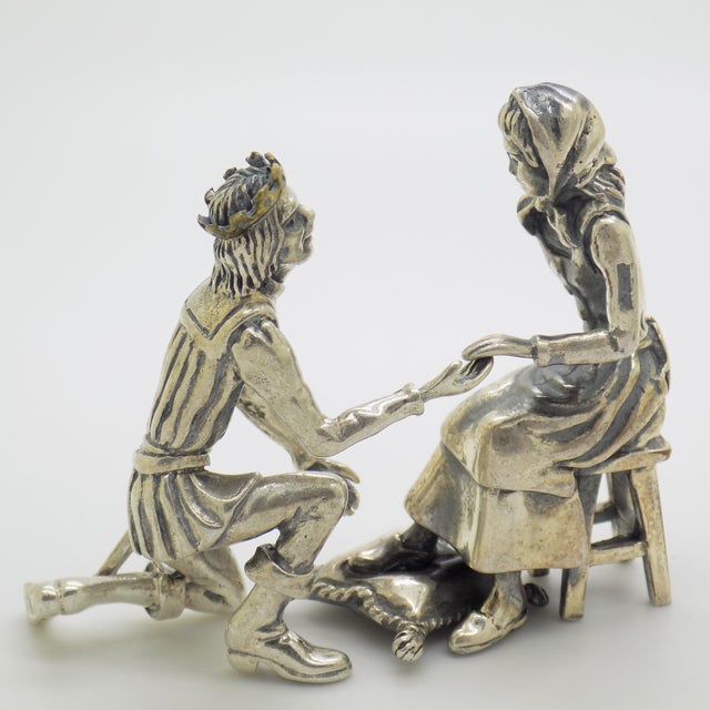 Vintage Italian Cinderella and Prince Silver 800 Figurine Duo by Arezzo Silversmiths, 1970s For Sale - Image 3 of 14