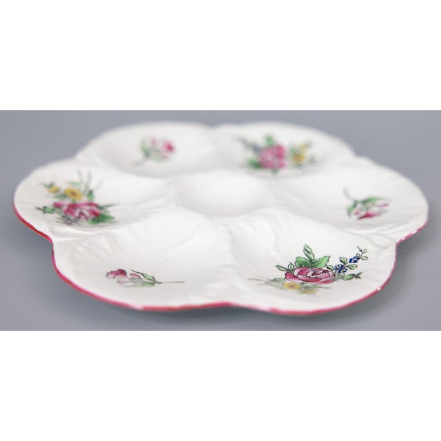 French Country Antique French Luneville Floral Porcelain Oyster Plate For Sale - Image 3 of 8