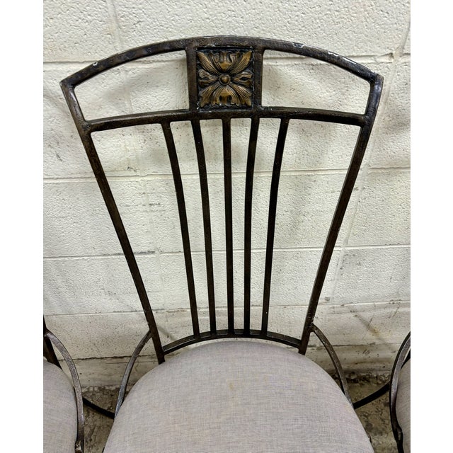 Late 20th Century Vintage Hooker Furniture Wrought Iron Sculptural Patio Chairs - Set of 4 For Sale - Image 5 of 10