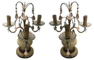Vintage Table Lamps with Murano Pendants, Set of 2