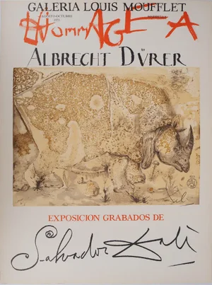 Salvador Dali, Rhinoceros, Homage to Albrecht Dürer, Lithograph Poster