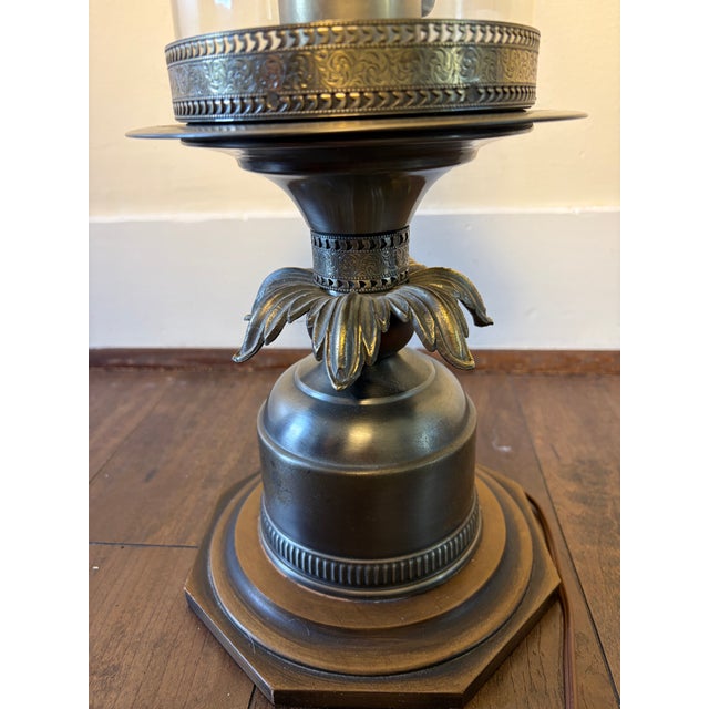 Late 20th Century Vintage Hollywood Regency Pineapple Table Lamp With Bronze-Tone Finish and Linen Shade For Sale - Image 5 of 6