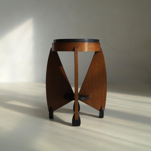 Wood Dutch Art Deco Curvy Amsterdam School Accent Table by J.J. Zijfers, 1920s For Sale - Image 7 of 18