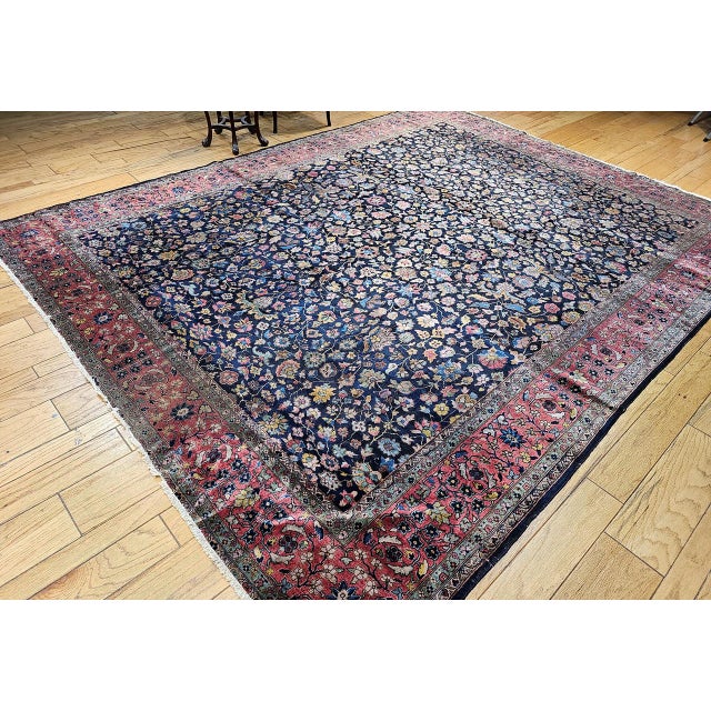 Antique Indian Agra Rug, Handwoven Wool, Allover Floral Design, 9' x 12' For Sale - Image 11 of 13