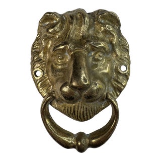 Vintage Italian Traditional Renaissance Lion Head Solid Brass Door Knocker For Sale