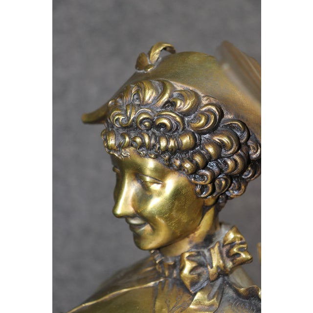 19th C. Large Belle Epoque Bronze Statue of Lady With Fan Signed Paul Dubois For Sale - Image 12 of 13