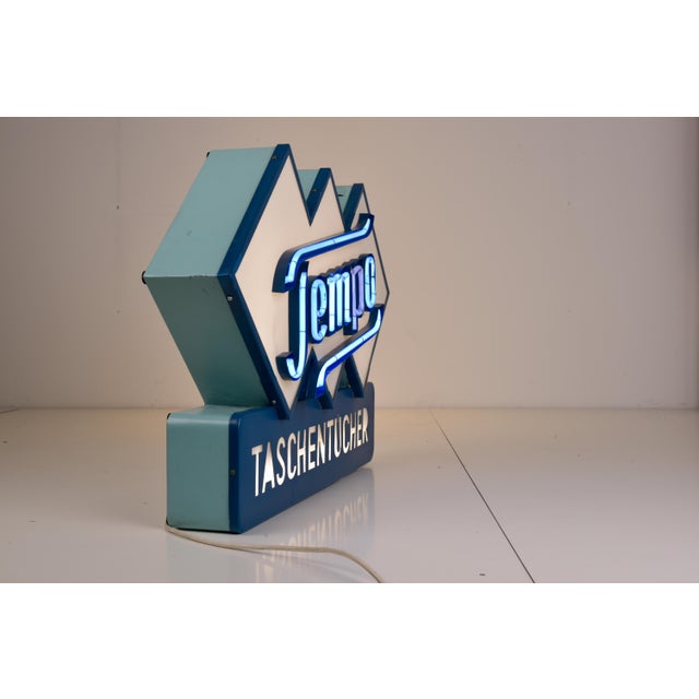 German Neon Sign from Tempo Tissues, 1950 For Sale - Image 12 of 18