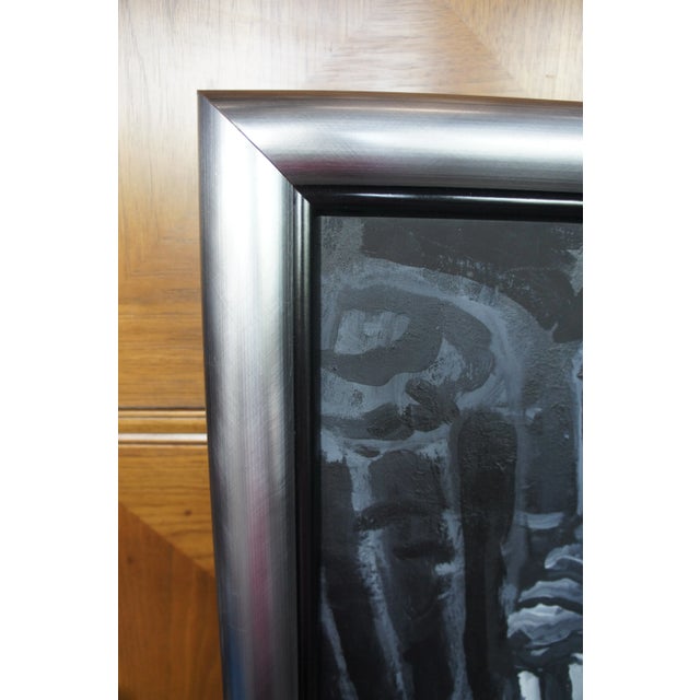 Textile 1980s The Senate Tom Keesee Black & White Expressionist Acrylic Painting For Sale - Image 7 of 13