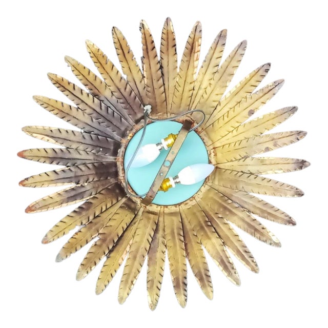 Spanish Sun Wall Lamp in Metal For Sale - Image 13 of 17