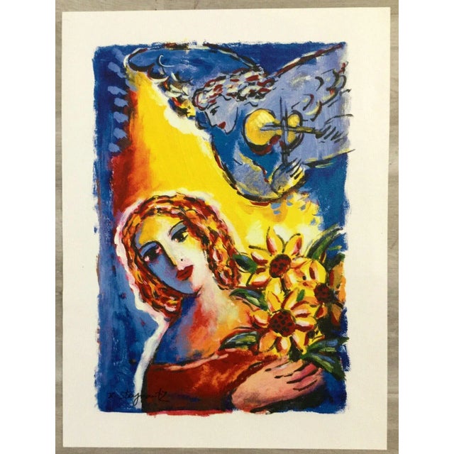 Modern Unframed Canvas Angelic Onlooker Zamy Steynovitz Signed Seriolithograph For Sale - Image 4 of 4