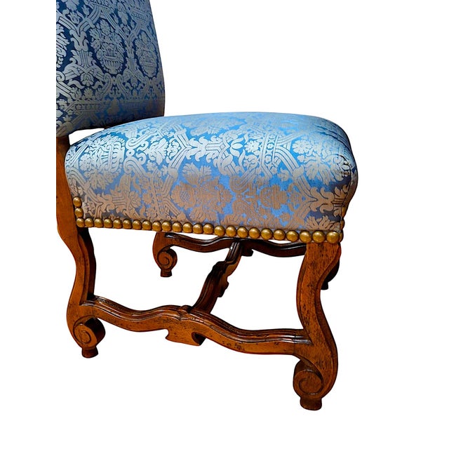 Wood Pair of Louis XIII-style “Os De Mouton” Upholstered Side Chairs For Sale - Image 7 of 11