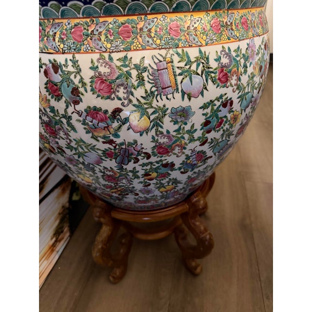 2000 - 2009 20x16" Finely Detailed Porcelain Ceramic Fishbowl With Stand (26" Overall Height) For Sale - Image 5 of 5