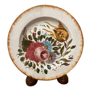 Vintage Italian Artisan Ceramics Pottery Hand Painted Majolica Wall Plate Signed Mota Este