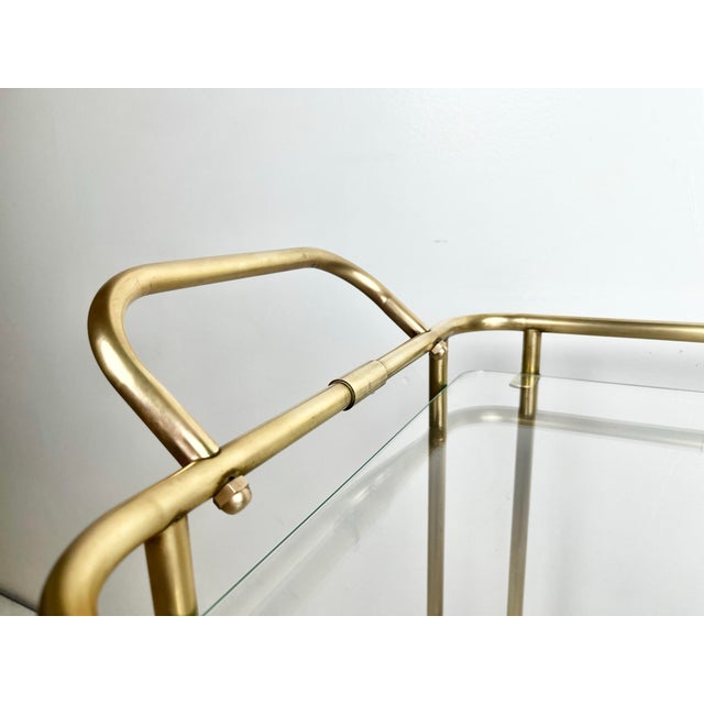 Vintage Art Deco Brass Bar Cart For Sale - Image 10 of 12