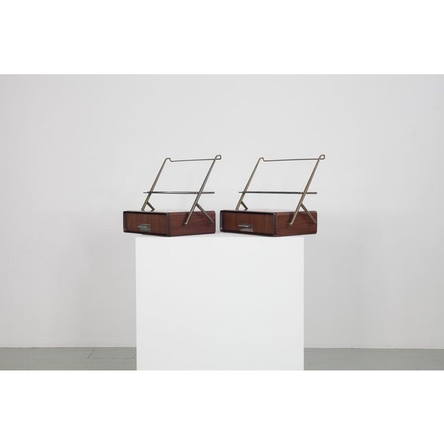 Italian Floating Bedside Tables in Rosewood by Silvio Cavatora, 1950s, Set of 2 For Sale - Image 14 of 18