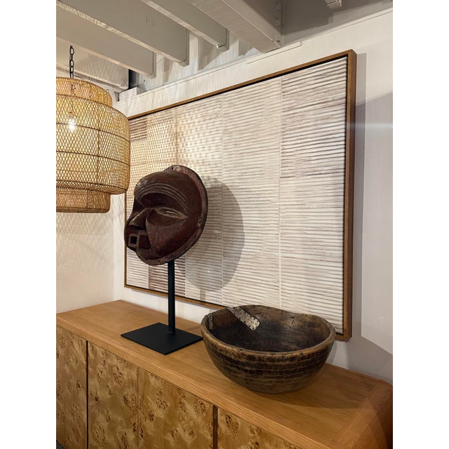 Brown Large Vintage Fulani Tribal Rustic Wood Bowl For Sale - Image 8 of 8