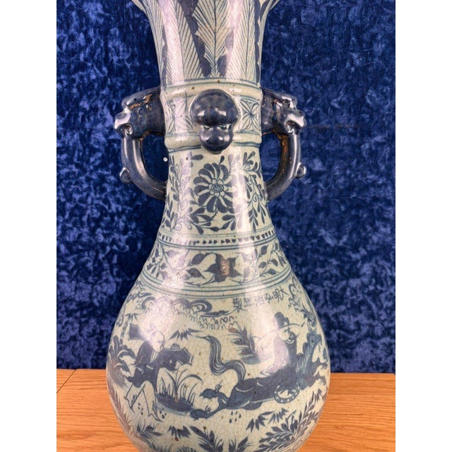 Large 19th Century Asian Porcelain Vase with Scenes Decoration For Sale - Image 4 of 6