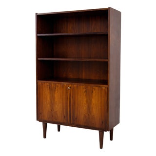 Danish Mid Century Modern Rosewood Bookcase / Drop Down Bar, C. 1960’s For Sale