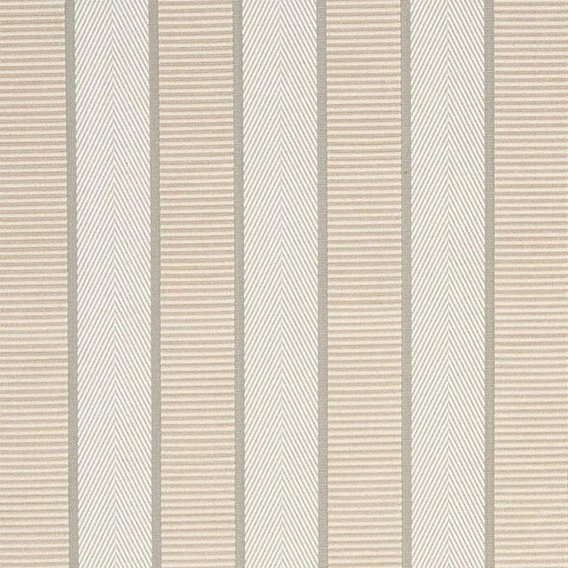 Schumacher X Timothy Corrigan Ribbon Stripe Fabric in Champagne For Sale