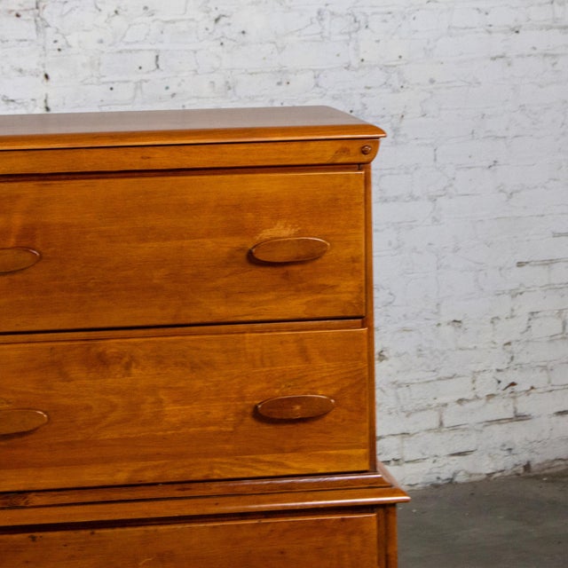 1930s to 1950s Transitional Solid Maple Tall Chest of Drawers With Hand Carved Pulls For Sale - Image 10 of 18