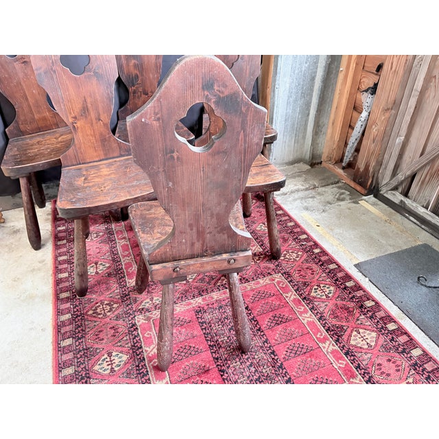 Brown Vintage French Brutalist Mountain Chairs, 1950s, Set of 6 For Sale - Image 8 of 10