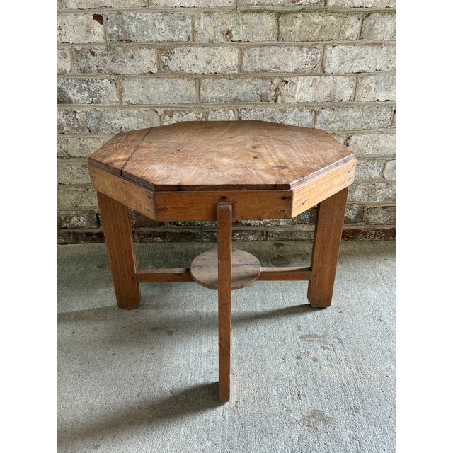 1960s 1960s Octagon Shaped Wooden Side Table, Belgium For Sale - Image 5 of 16