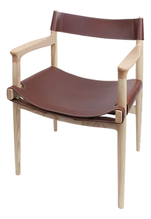 Dining Room Chair in Ash With the Sling Leather Seat. Designed and Crafted by Val Khvan