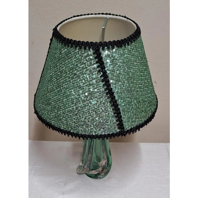 Vintage Belgian Table Lamp with Crystal Glass Base by Val St. Lambert, 1970s For Sale - Image 6 of 10