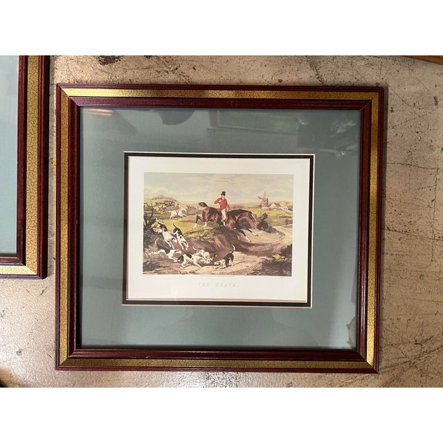 Mid 20th Century Vintage Traditional English Hunt on Horse Scene Framed Prints - Set of 2 For Sale - Image 5 of 10