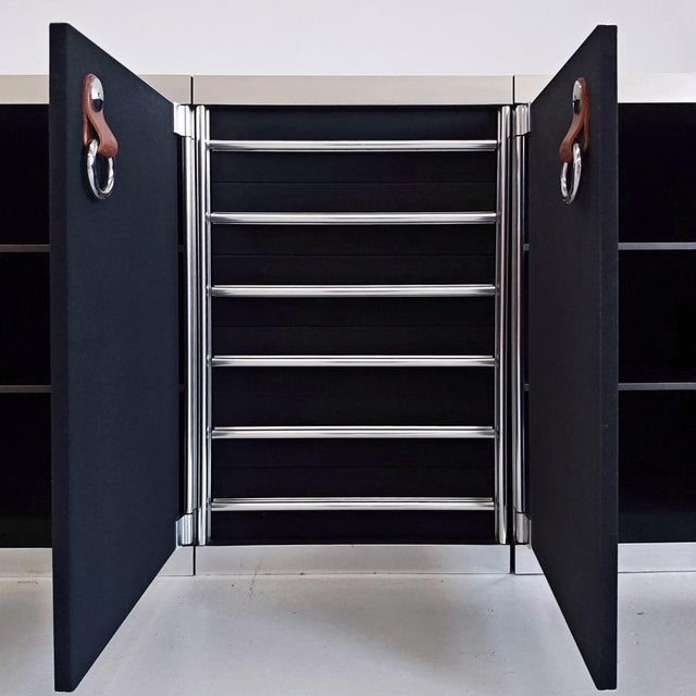 Sideboard in Fabric, Leather, Marble and Metal attributed to Guido Faleschini for I4 Mariani Hermes, 1970s For Sale - Image 14 of 18