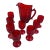 Vintage l.e. Smith Moon & Stars Ruby Red Glass Pitcher & 8 Small Goblets For Sale