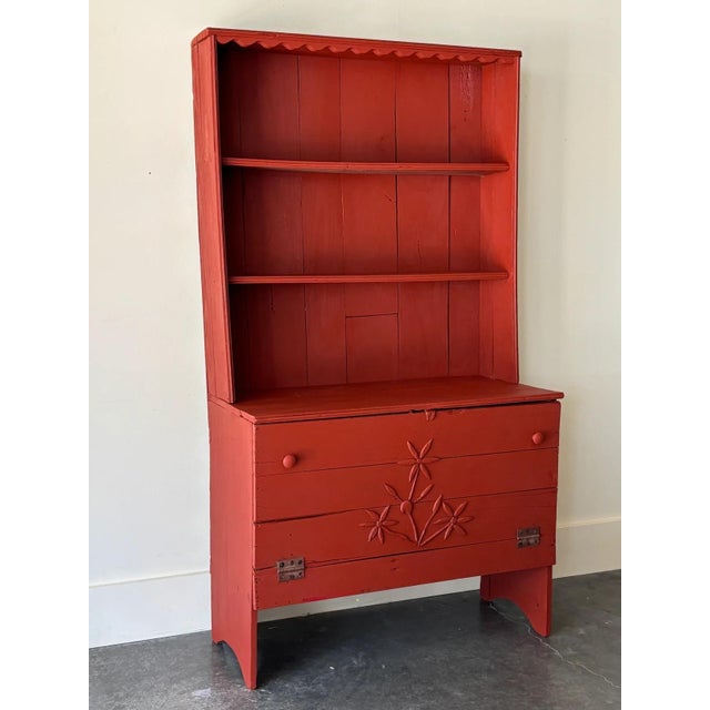 Antique Folk Art Painted Hutch For Sale - Image 4 of 5