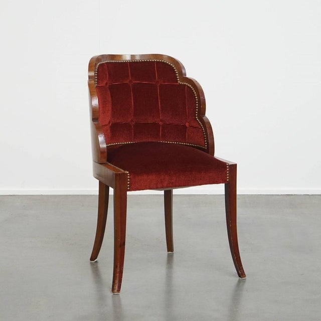 Art Deco Cloud Dining Side Chair with Luxurious Red Upholstery For Sale - Image 15 of 15