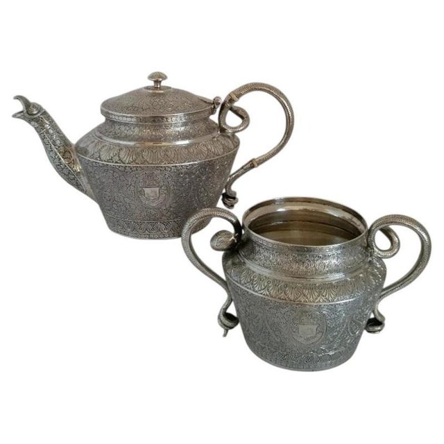 19th Century Antique Islamic Silver Teapot and Sucrier, Set of 2 For Sale - Image 11 of 11