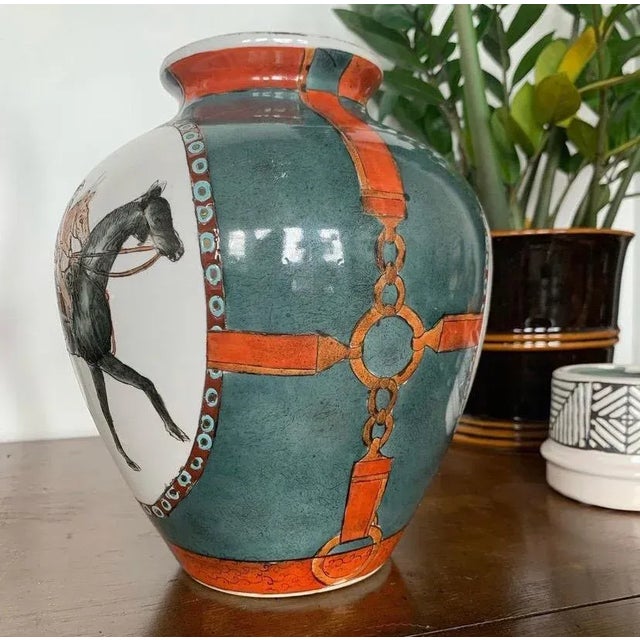 Early 20th Century WBI Chinese Handpainted Equestrian Vase For Sale - Image 11 of 13