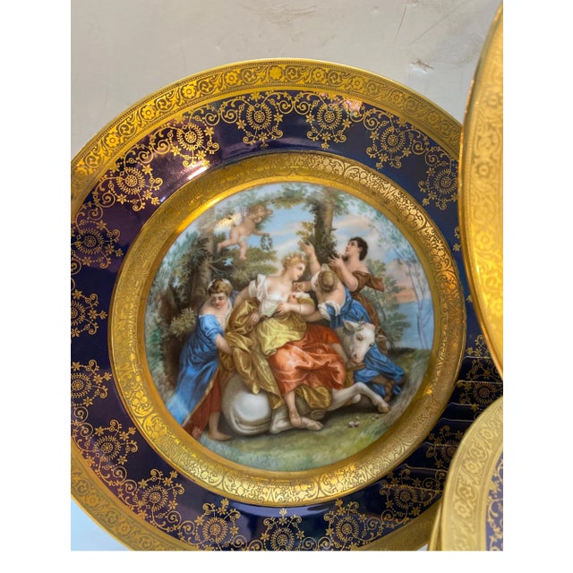 Gold Porcelain Allegorical Scene Plates - Set of 12 For Sale - Image 8 of 13