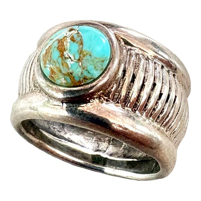 Vintage Sterling Silver and Turquoise Ring For Sale