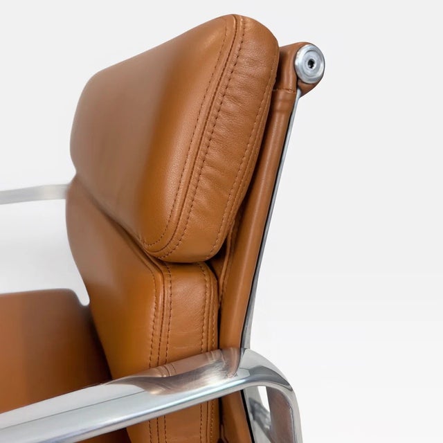 Eames for Herman Miller Soft Pad Management Chair - Cognac Brown Leather For Sale - Image 6 of 10