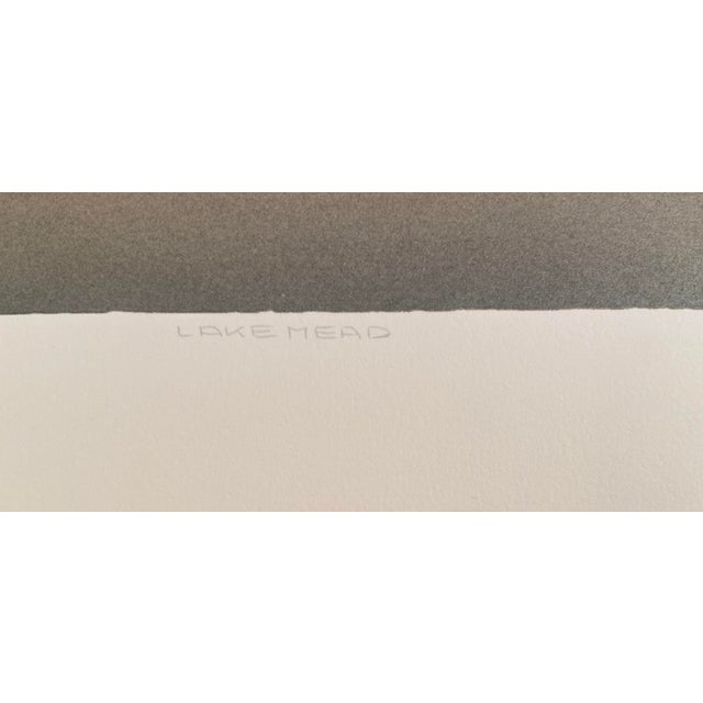 Mid-Century Modern 1990s "Lake Mead, Arizona and Nevada" Minimalist Landscape Silkscreen Limited Edition Print by Peter and Traudl Markgraf For Sale - Image 3 of 3