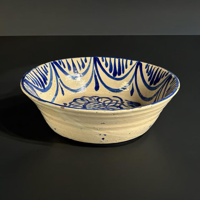 Ceramic Large Spanish Blue and White Fajalauza Bowl from Befos For Sale - Image 7 of 9