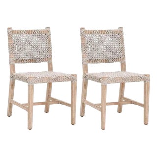 Costa Taupe White Rope Mahogany Dining Chair Set of 2 by Essentials for Living For Sale