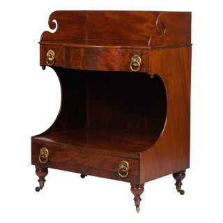 American Neoclassic Mahogany Demilune Dressing Stand on Brass Castors, 1830 For Sale