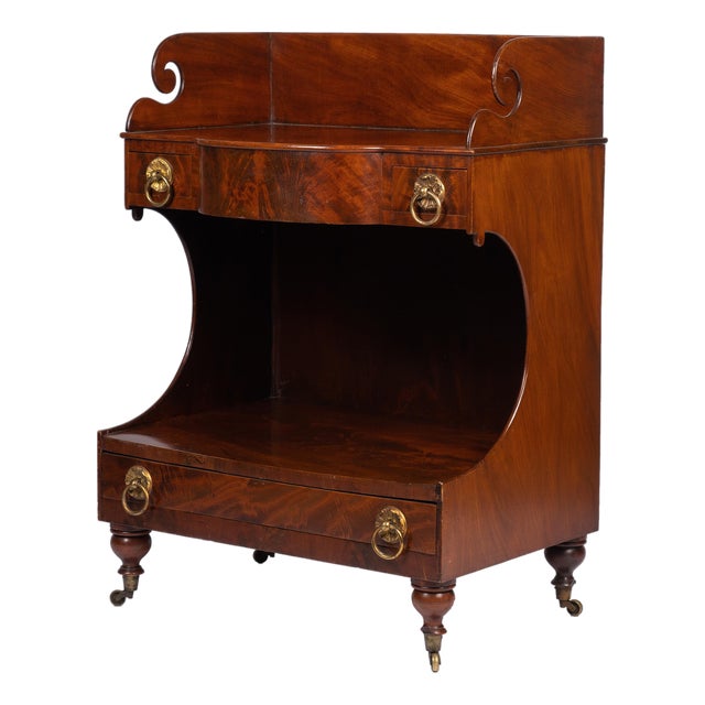 American Neoclassic Mahogany Demilune Dressing Stand on Brass Castors, 1830 For Sale